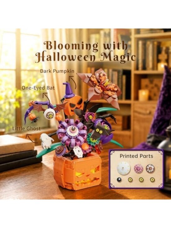 Spooky Halloween Floral Bouquet Set with Lights | Festive Decor Kit for Fall main image 2